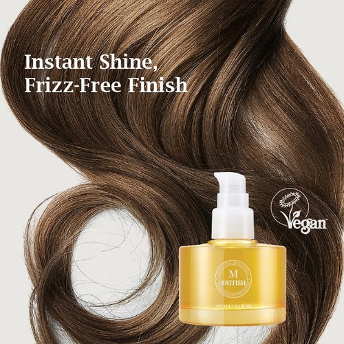 Annatto Hair Oil - Frizz-Free Shine & Deep Hydration | Natural Vegan Formula, UV Protection, 4.73 fl. oz