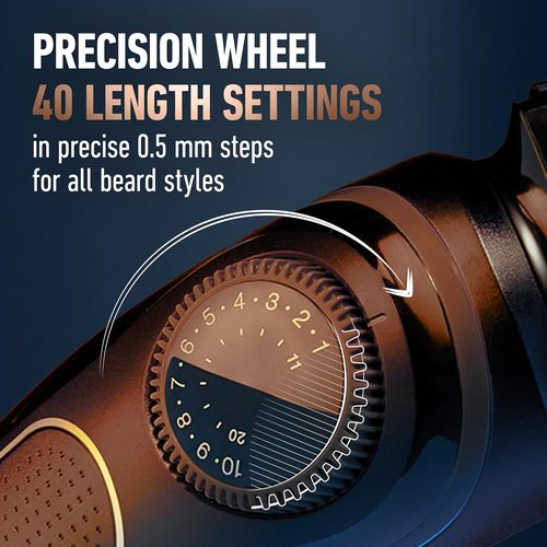 King C. Gillette Cordless Beard Trimmer - Complete Kit with 3 Combs, Cleaning Brush & Travel Bag - Blue