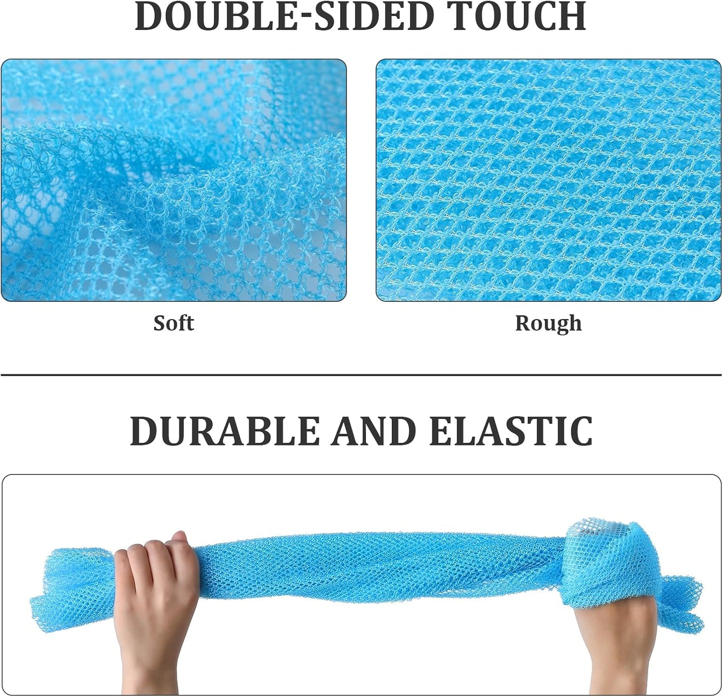 Skiennix African Exfoliating Net - 4 Pack Long Nylon Body Scrubbers for Shower & Bath (Multicolor)
