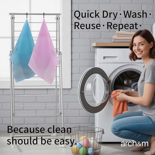 ARCH&M Exfoliating Washcloth Body Scrubber - 35-Inch Japanese & Korean-Style Back Towel | Quick-Dry 3 Pack for Smoother Skin