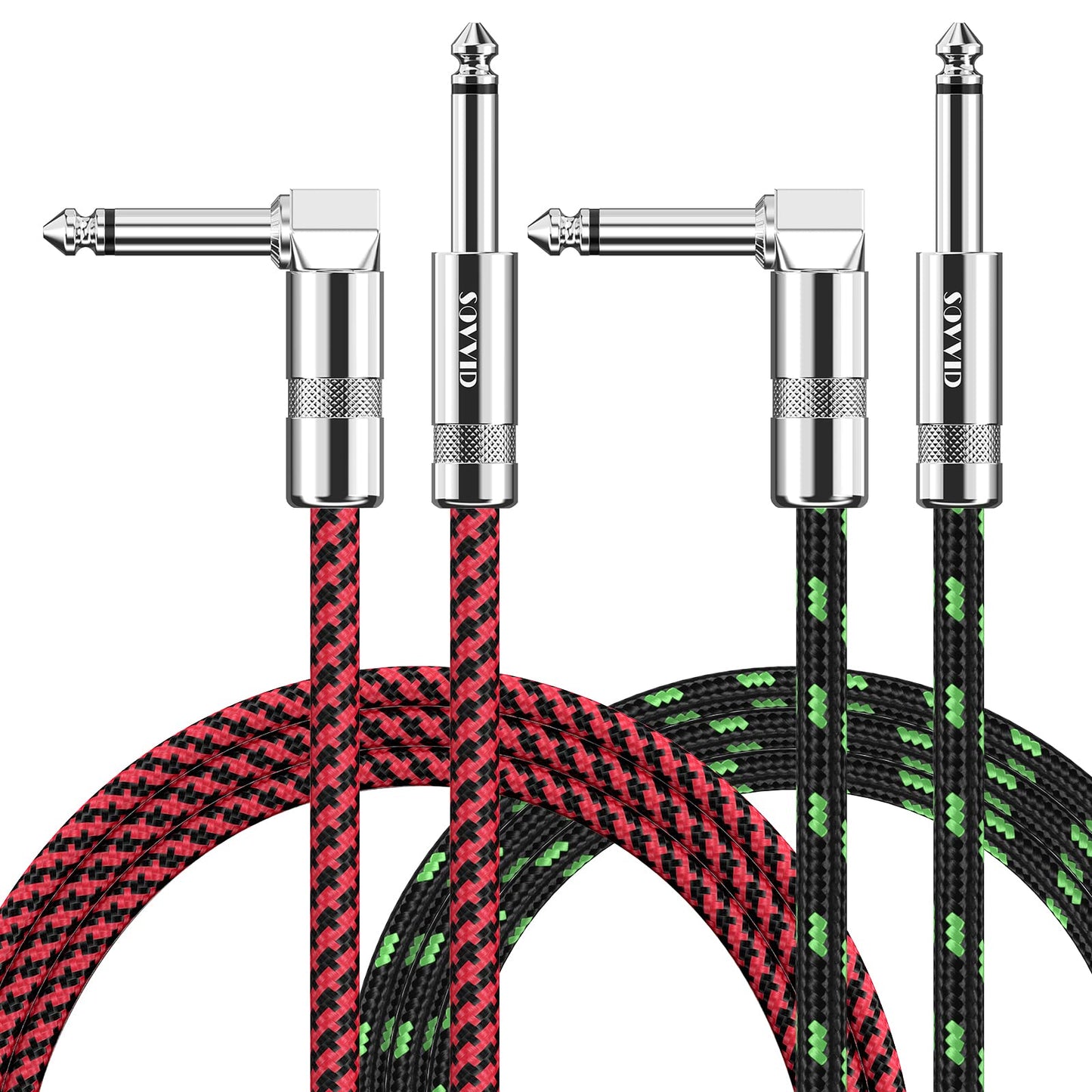 Guitar Cable 6FT Instrument Cord for Electric Bass Guitar, Keyboard - 1/4 Inch Right Angle AMP Cable, Black