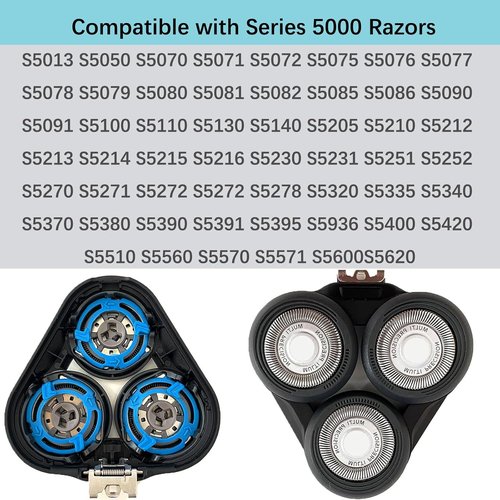 Philips SH50/52 Replacement Heads - Compatible with Series 5000 Electric Shavers | Complete Head for Norelco S5000 Models