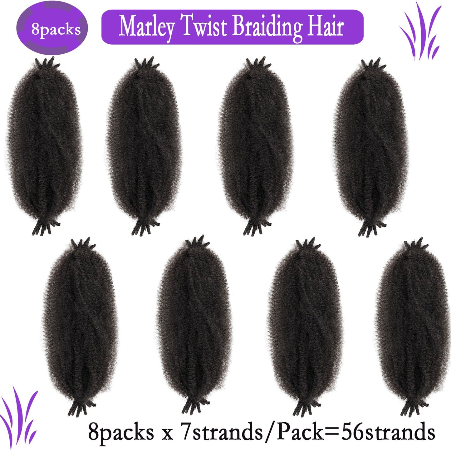 18 Inch Springy Afro Twist Hair Marley Twist Braiding Hair Pre-Separated Twisted Up springy Afro twist Hair for Soft Locs Cuban Twist Hair Color 4 Dark Brown Crochet Hair Extension for Black Women