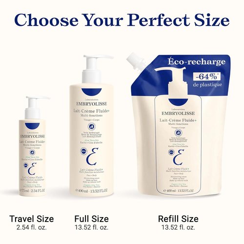 Embryolisse Lait-Crème Fluid+ | Multi-Use Lightweight Face & Body Cream with Shea Butter & Aloe Vera - Fast Absorbing for All Skin Types