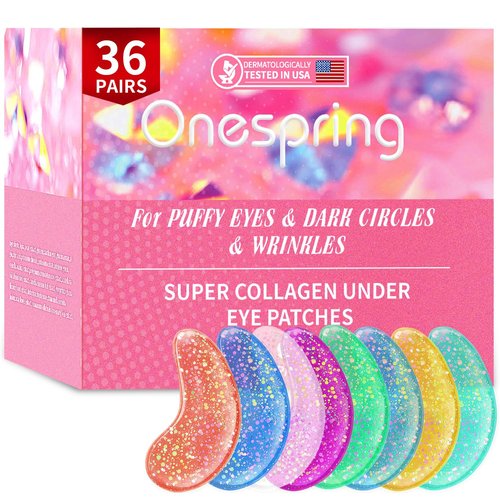 Onespring Eye Masks (36 Pairs) - Under Eye Patches for Relieves Dark Circles, Fine Lines and Puffiness, Revitalizing Eye Gel Pads - Ideal for Daily Skin Care & Gift Choice