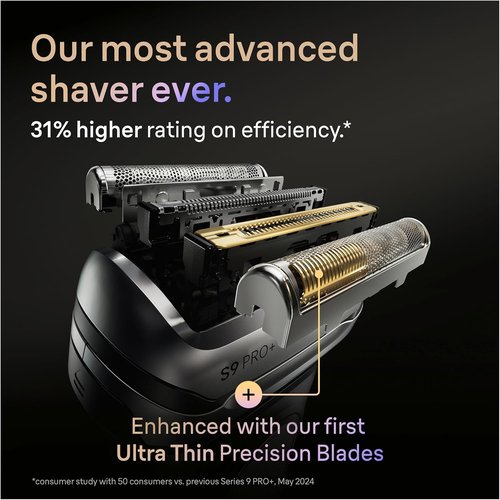 Braun Series 9 PRO+ Electric Shaver - Wet & Dry Razor with Pro SensoAdapt & SmartCare Center | Silver 9697CC