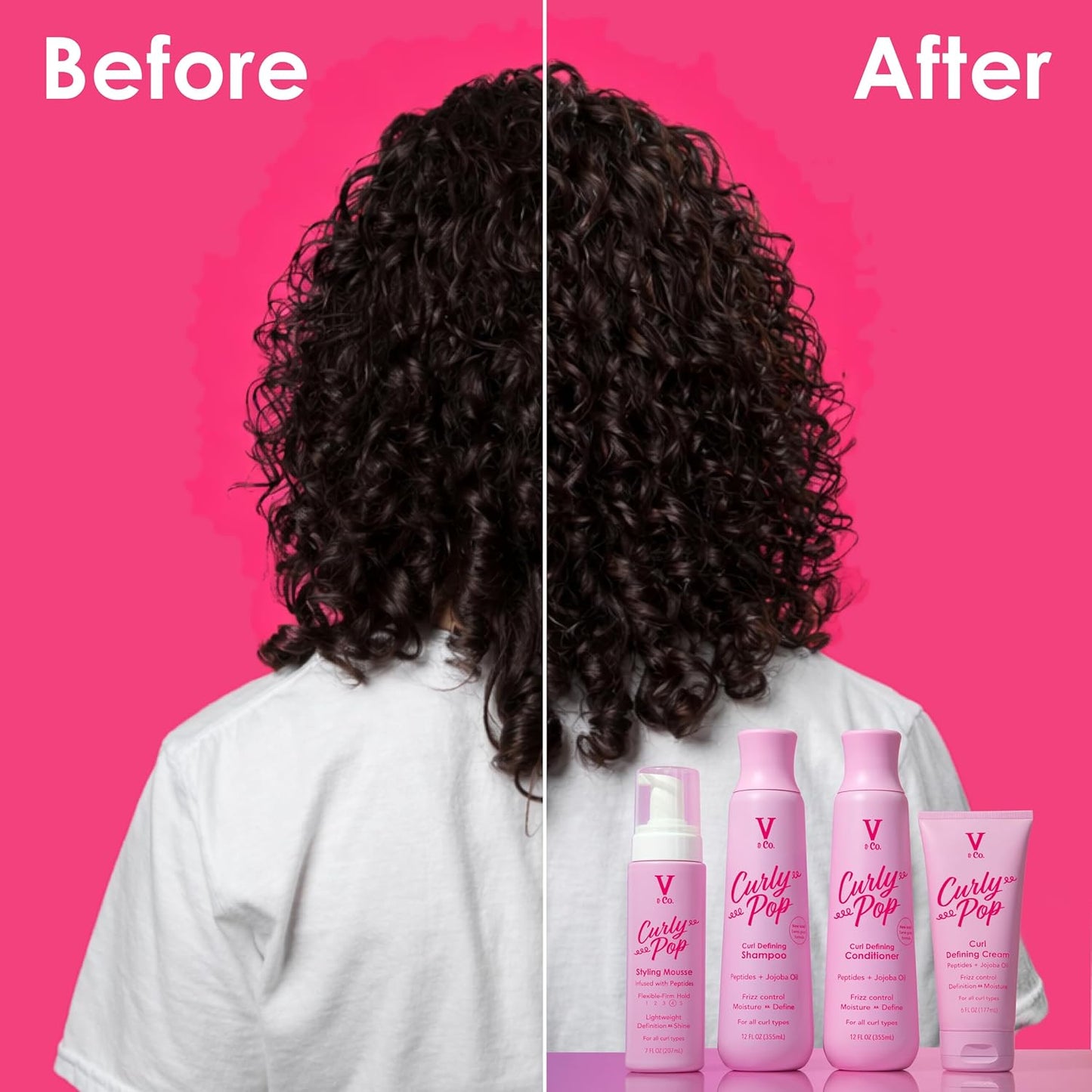 V&Co. Beauty Curl Defining Cream - Anti-Frizz Moisturizing Curl Cream with Peptides & Jojoba Oil | 6 oz