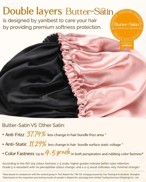 YANIBEST Adjustable Satin Bonnet Double Layer Hair Bonnet for Sleeping Bonnets for Women Hats Curly Natural Hair, Blush Pink