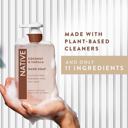 Native Liquid Hand Soap - Coconut & Vanilla Scent | Non-Drying Formula for Soft Hands - 13 oz Bottle