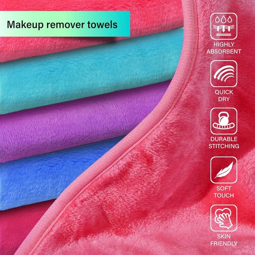 Nugilla Makeup Remover Cloths - 5 Pack Reusable Microfiber Towels for Effortless Makeup Removal