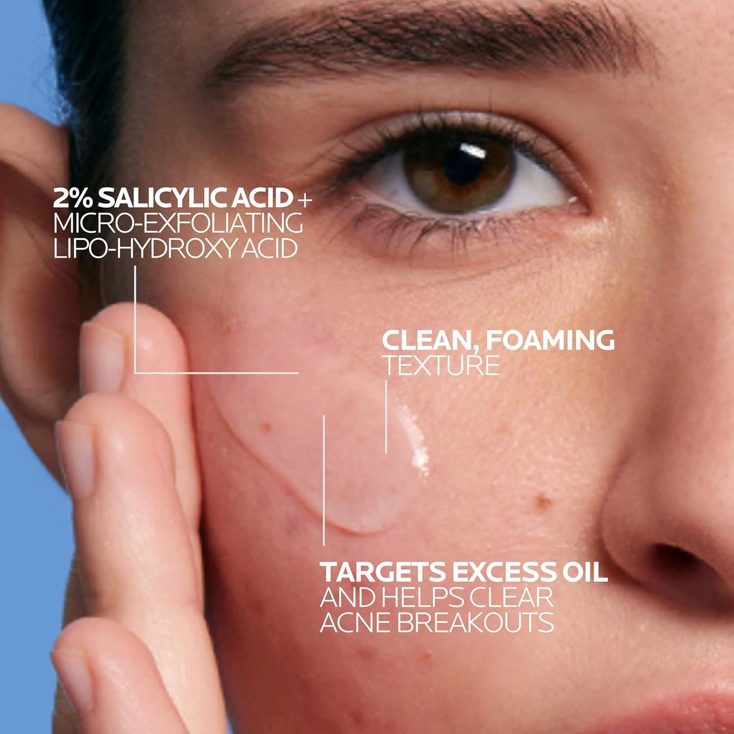 La Roche-Posay Effaclar Medicated Gel Cleanser, 2% Salicylic Acid Cleanser + LHA + Glycerin, Foaming Acne Face Wash, Helps Clear & Prevent Acne Breakouts, Oil Free, Targets Excess Oil