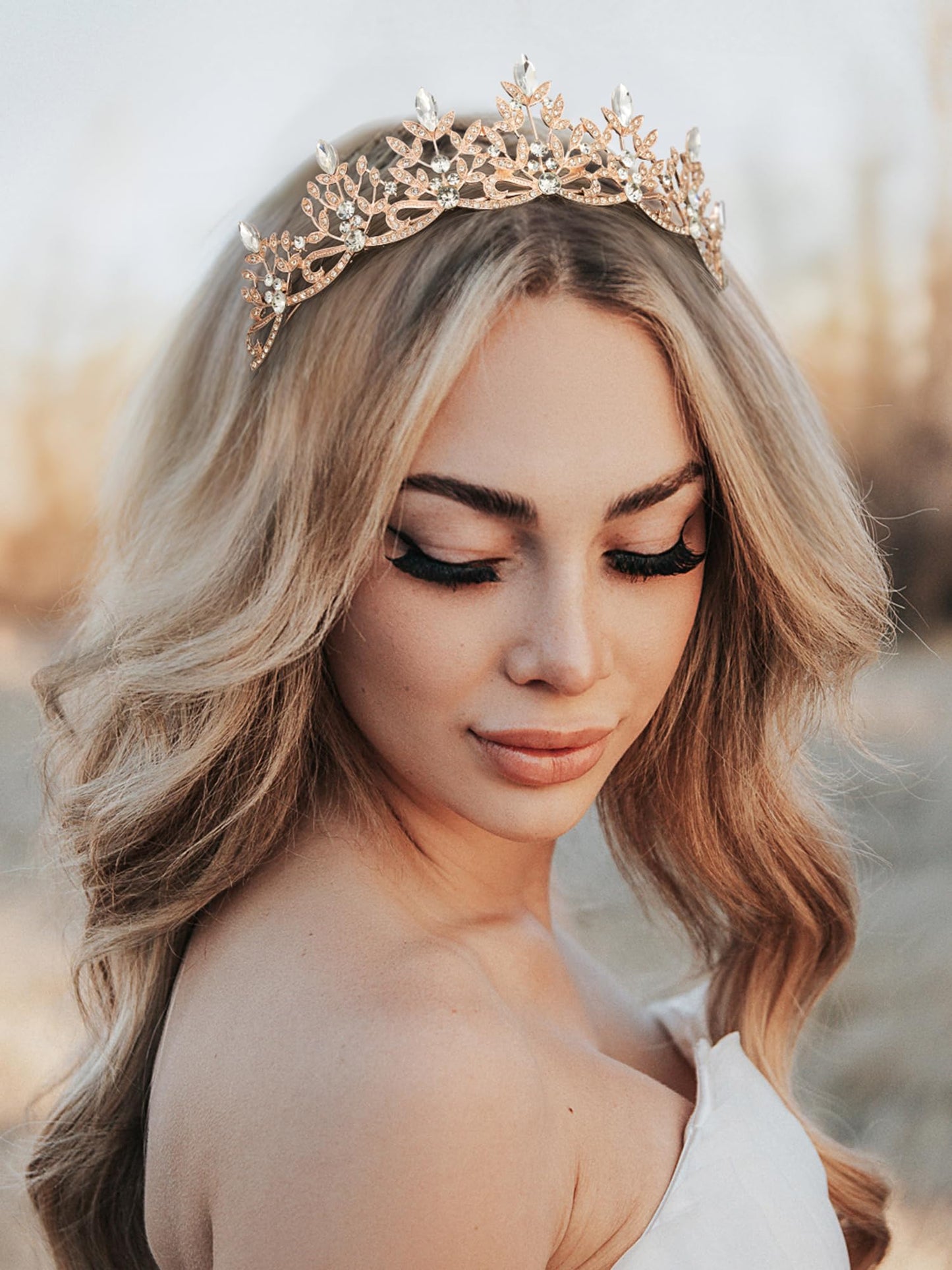 SWEETV Tiara Headbands Bridal Wedding Crown Prom Birthday Party Hair Accessories, Rhinestone Bridal Crown Princess Tiara Jewelry Headpieces for Women and Girls,Lorelai Crystal Tiara