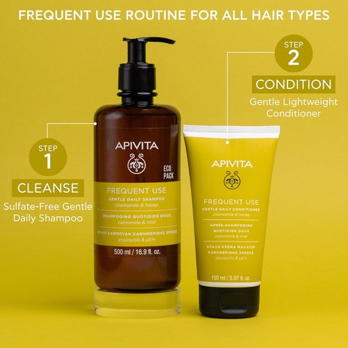 APIVITA Gentle Daily Shampoo - Hydrates & Soothes with Chamomile & Honey | Silicone-Free, 500 mL / 16.9 oz