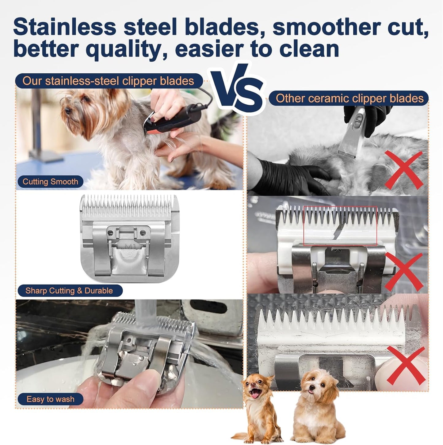 Andis 10# Clipper Blades - Detachable Pet Grooming Replacement Blades for Dog Clippers | Compatible with Wahl & Oster
