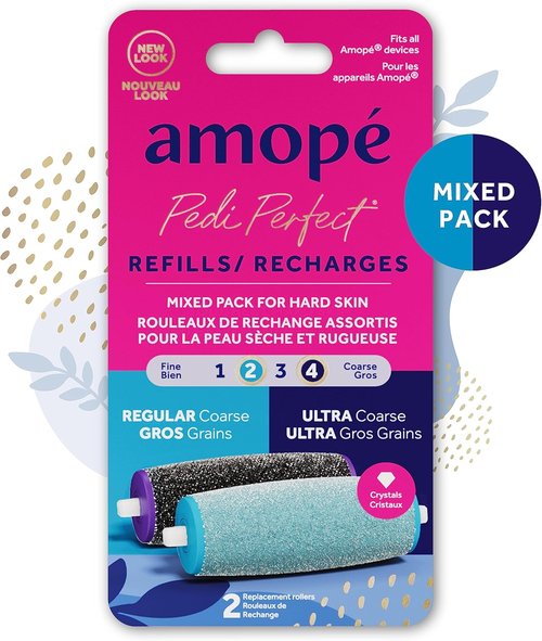 Amope Pedi Perfect Electric Callus Remover Refills - Diamond Crystal Heads for Hard Skin | 2 Count