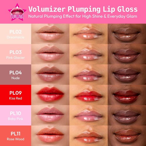 Ruby Kisses Plumping Lip Gloss - Hydrating High-Shine Volumizing Formula with Hyaluronic Acid & Vitamin E | Baby Pink, 0.15 Fl Oz