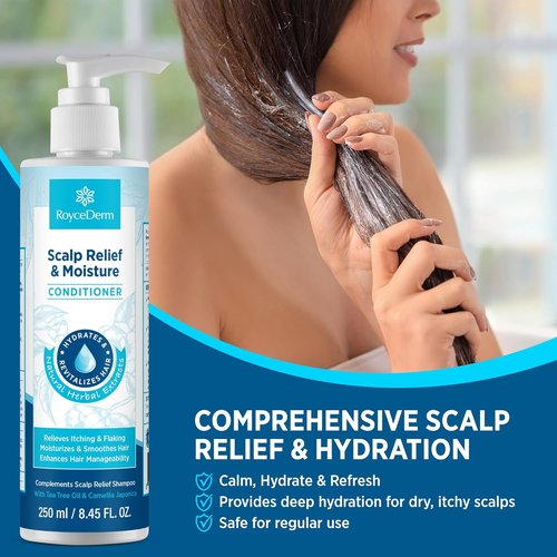 Roycederm Scalp Relief Conditioner - Hydrating Formula with Jojoba Oil & Aloe Vera for Dry, Itchy Scalp