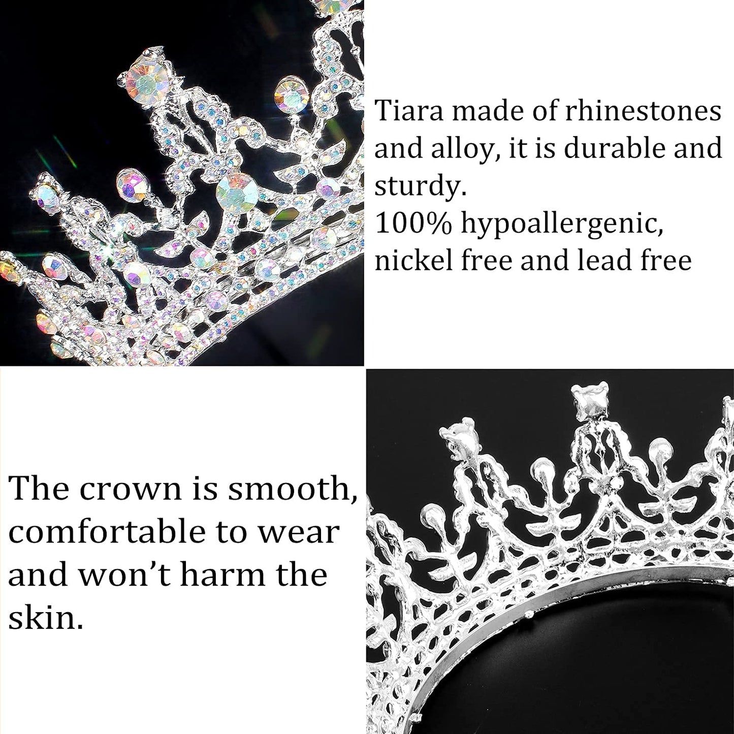 COCIDE Silver Tiara and Crown for Women Birthday Tiara for Girls AB Crystal Queen Crown Rhinestones Hair Accessories for Bride Party Bridesmaids Wedding Halloween Costume Cosplay Gift