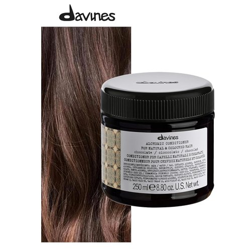 Davines Alchemic Conditioner - Chocolate Color Depositing Cream for Dark Brown & Black Hair | Hydrates & Intensifies Brunette Tones, 8.45 Fl Oz