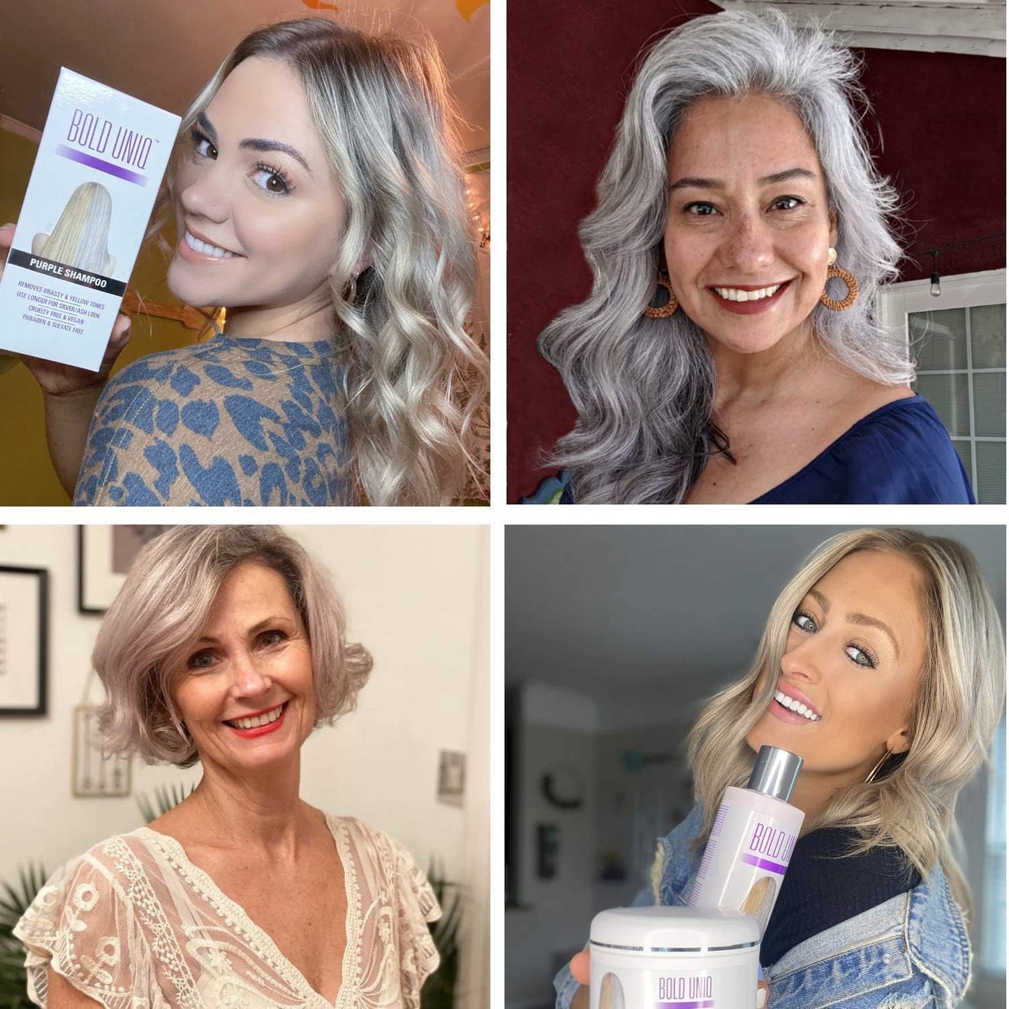 Bold Uniq Purple Shampoo - Eliminate Yellow Tones & Nourish Damaged Hair - Vegan & Sulfate-Free - 8 Fl Oz