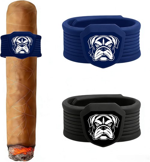 Dominant Magnetic Cigar Holder - Universal Cigar Clip with Strong Magnet & Elastic Silicone | 2 Pack in Blue & Black