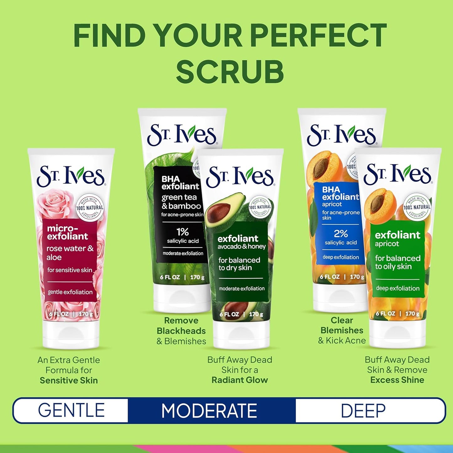 St. Ives Blackhead Clearing Face Scrub - Unclogs Pores & Clears Blackheads | Green Tea & Bamboo, 6 oz