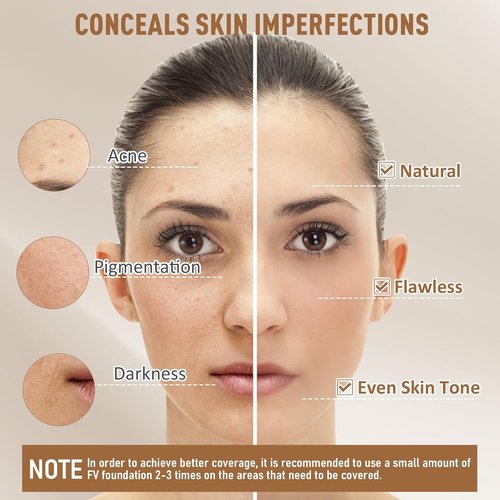 FV Waterproof Liquid Foundation - Lightweight, Oil-Free Matte Finish Makeup for Oily Skin | Natural Beige, 1.05 fl. oz.