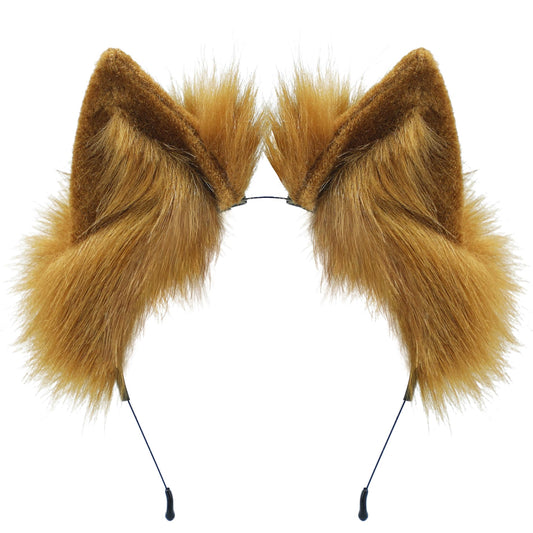 Loiahoer Cat Ears Headband Hairband Hairhoop,Animal Fluffy Neko Headwear Handmade,Head Accessories for Halloween Cosplay Fancy Dress Party,Brown