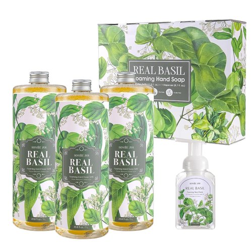 ROMIIE ZOI Basil Foaming Hand Soap Refill Gift Set - 3 Pack (33.8 Fl Oz Each) | Gentle, Moisturizing Plant-Based Formula for Home Use