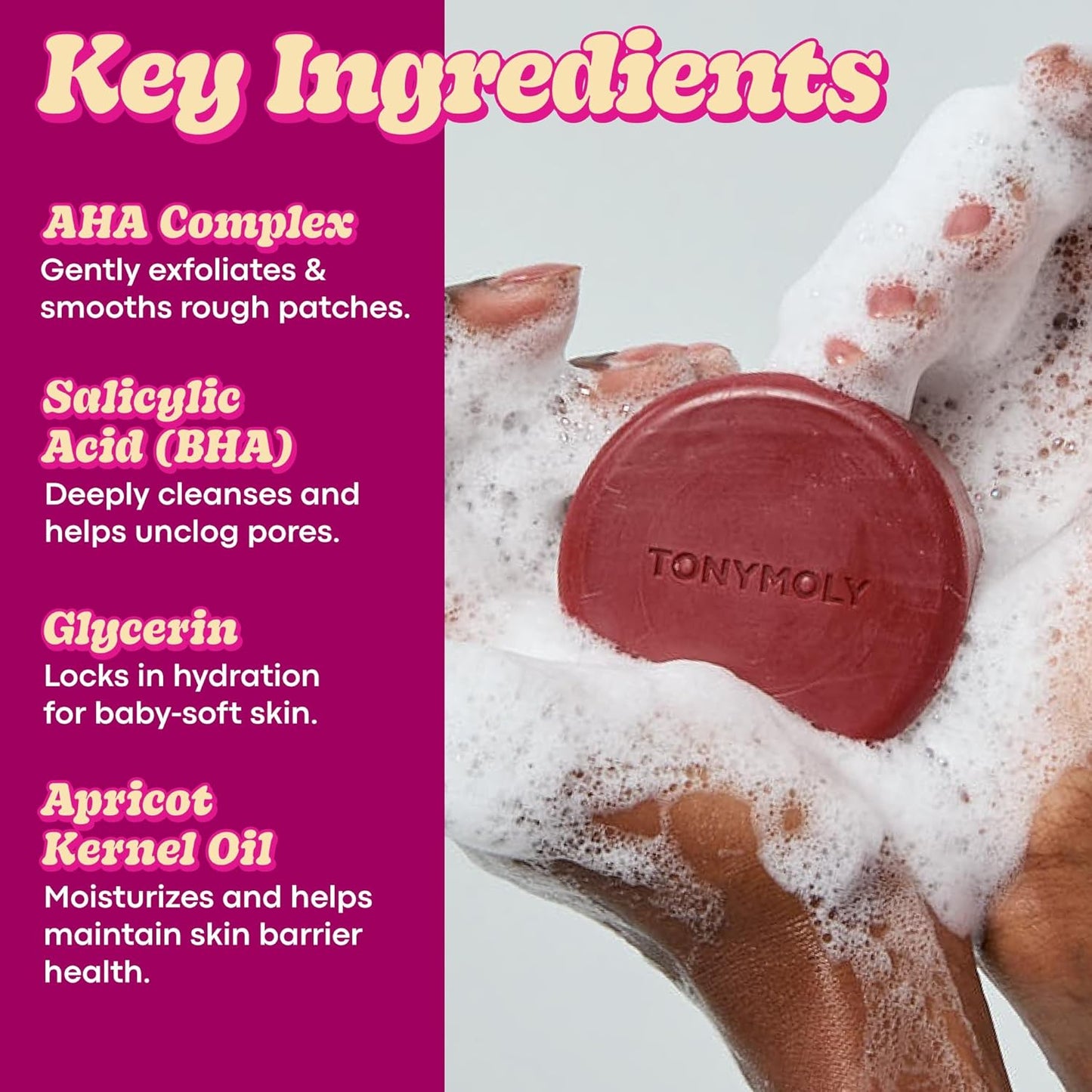 TONYMOLY Plum Bum AHA Exfoliating Body Bar Gentle Daily Buffing & Smoothing Soap with Alpha Hydroxy Acids (AHA), Plum & Cica Extract for Soft, Healthy-Looking Skin