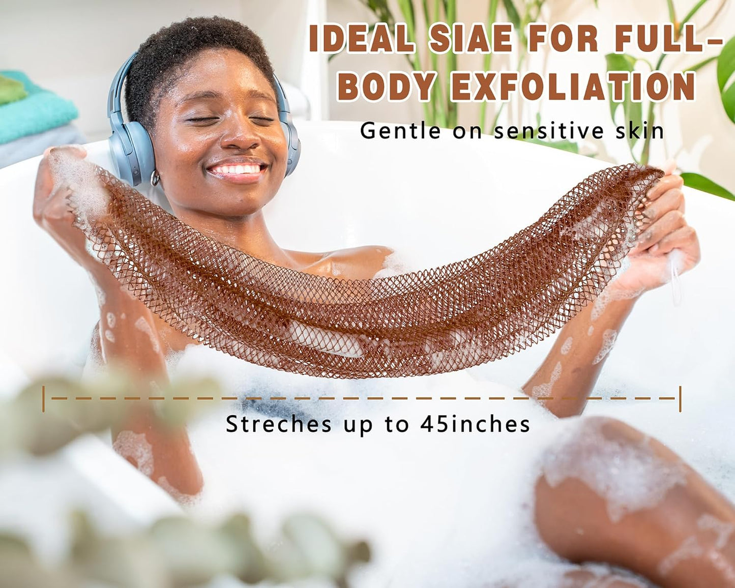 Skiennix African Net Sponge - Exfoliating Body Scrubber for Daily Use | 2 Pack (Dark Brown & Light Brown)