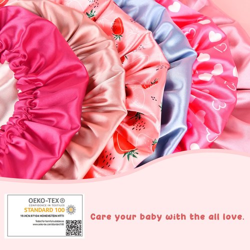 YANIBEST Baby Satin Bonnet Sleep Cap - Double Layer Reversible Adjustable Silky Satin Cap for Infant Toddler(6-36Months,Light Pink)