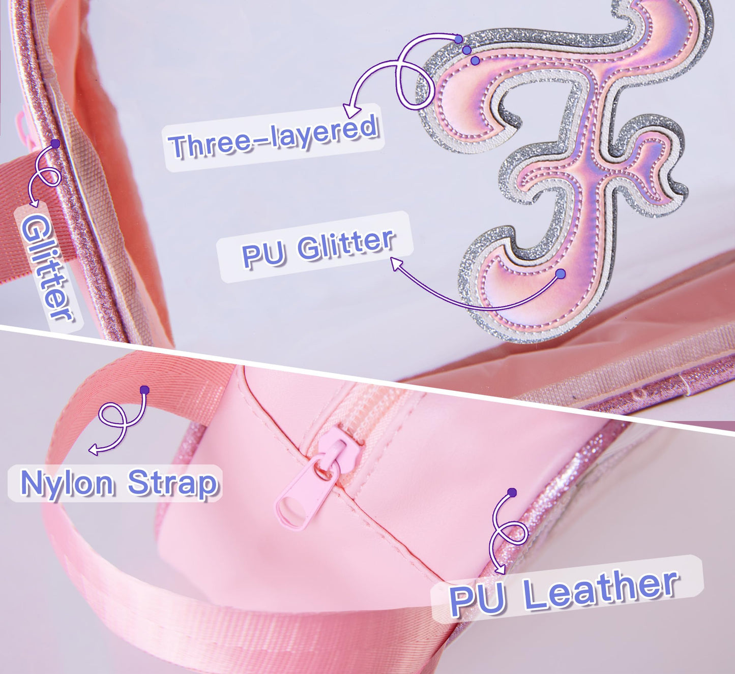 COSHAYSOO Clear Makeup Bag Preppy Initial Letter Cosmetic Toiletry Sunscreen Pouch Travel Essential Accessories Gifts for Women Girls Summer Camp Vacation Beach Pool Lake Hiking Road Trip Pink F