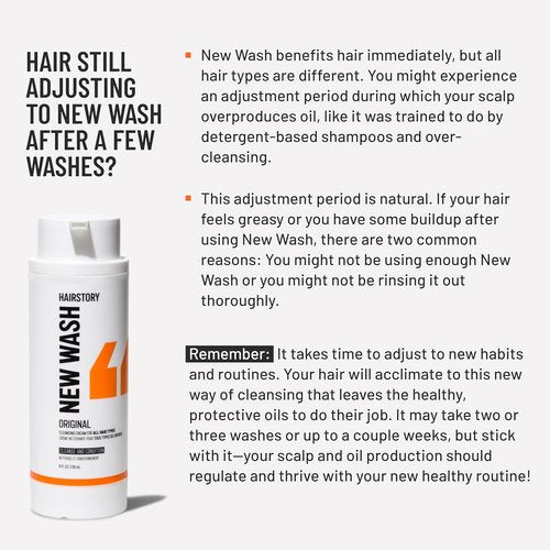 Hairstory New Wash Original - Sulfate-Free Shampoo & Conditioner in One | 8 Fl Oz Refillable Bottle