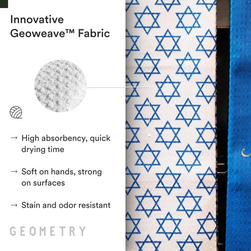 GEOMETRY Christmas Kitchen Towels - Quick Dry Microfiber Dish Towels for Efficient Kitchen Drying - Star of David Design, 1 Pack