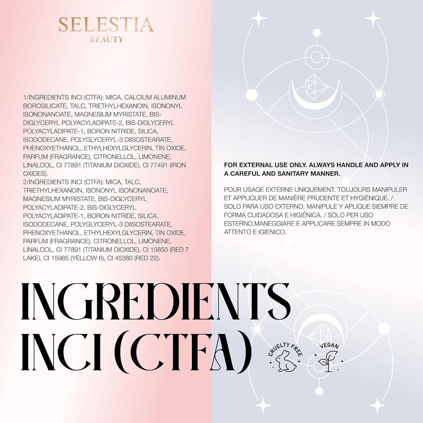 SELESTIA BEAUTY Powder Highlighter – Divine V | Radiant Glow for All Skin Tones, 0.53 oz