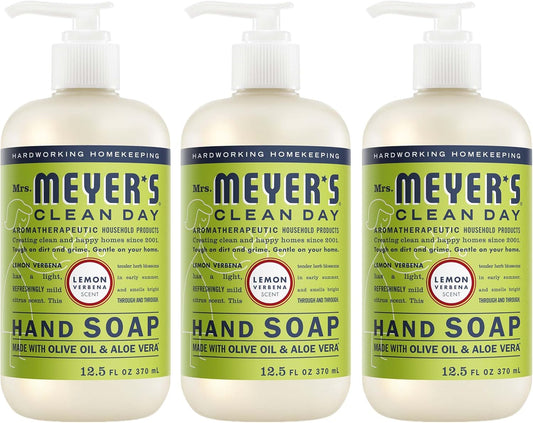 MRS. MEYER'S CLEAN DAY Hand Soap, Lemon Verbena Scent, 12.5 Fl Oz Bottle - 3 Pack