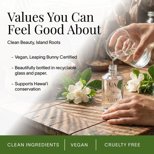 Kiele Gardenia Body and Hair Mist from Hawaii, Hair Perfume for a Light, Hydrating Refresh, Body Mist for Women and Men, Alcohol-Free, With Moisturizing Hyaluronic Acid & Glycerin, 3.4 oz