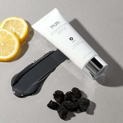 PÜR MINERALS Detoxifying Black Lemon Face Mask - Draws Out Impurities & Soothes Skin with Charcoal & Green Tea Extract