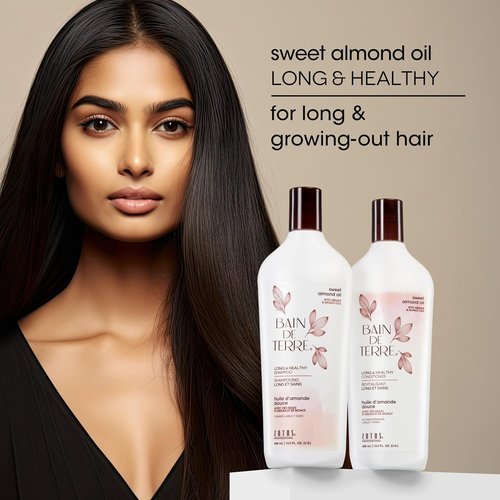 Bain de Terre Sweet Almond Oil Shampoo - Strengthens & Protects Weak Hair | Paraben-Free, Vegan