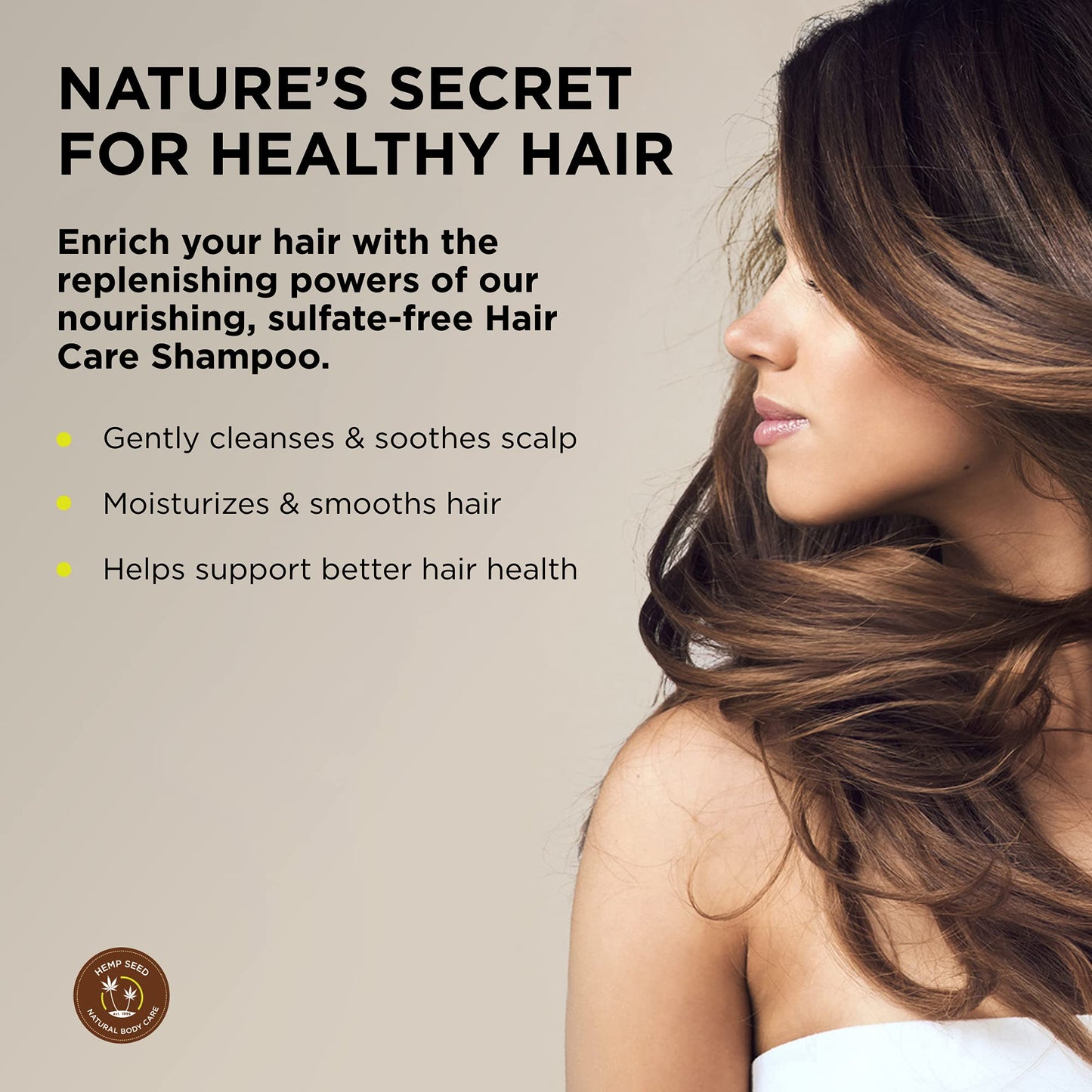 Hemp Seed Hair Care Shampoo, Naked in the Woods - 8 oz - Moisturizes Hair, Cleans & Soothes Scalp - Sulfate-Free Formula with Hemp Seed Oil & Coconut Oil - Vegan, Cruelty Free