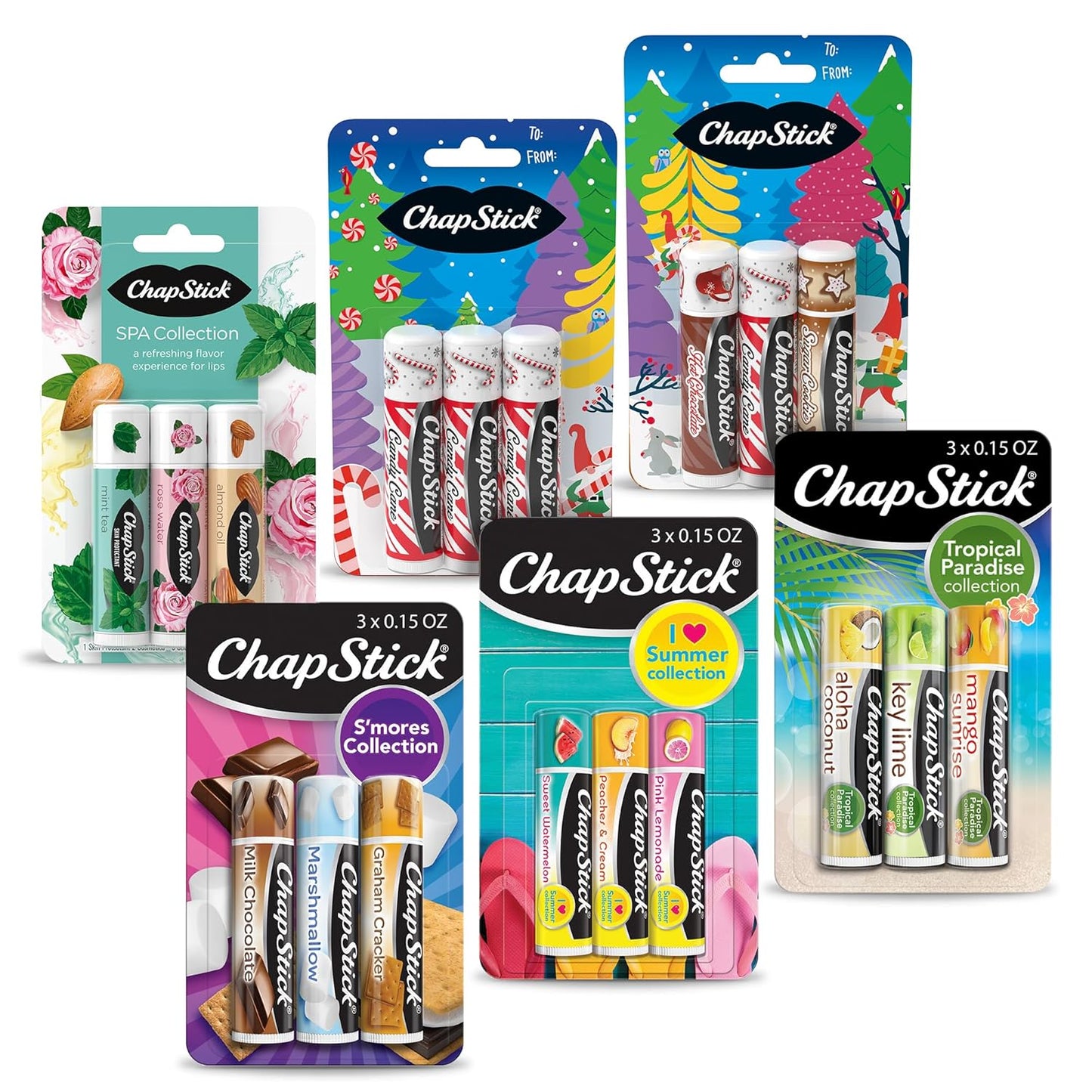 ChapStick Fan Favorites Lip Balm Multi-Pack - 6 Flavored Tubes | 0.15 Oz Each (Box of 6)