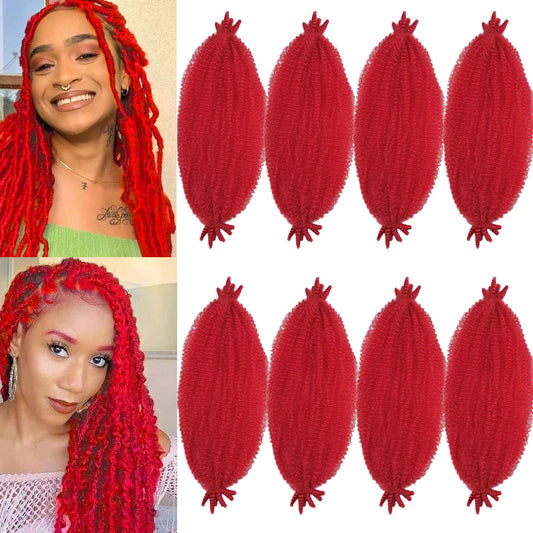 16 Inch Springy Afro Twist Hair Red Marley Twist Braiding Hair 8 Packs Pre-Separated Spring Twist Hair for Soft Butterfly Locs Crochet Hair Kinky Afro Twist Hair for Women (16 Inch, Red)