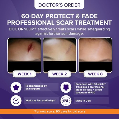 Biocorneum Advanced Scar Treatment with Silishield® & SPF 30 10g – Medical Grade Silicone Gel to Support Healing of Surgical Scars and Marks – Fast Drying, Made in USA – Safe for Ages 6+ Months