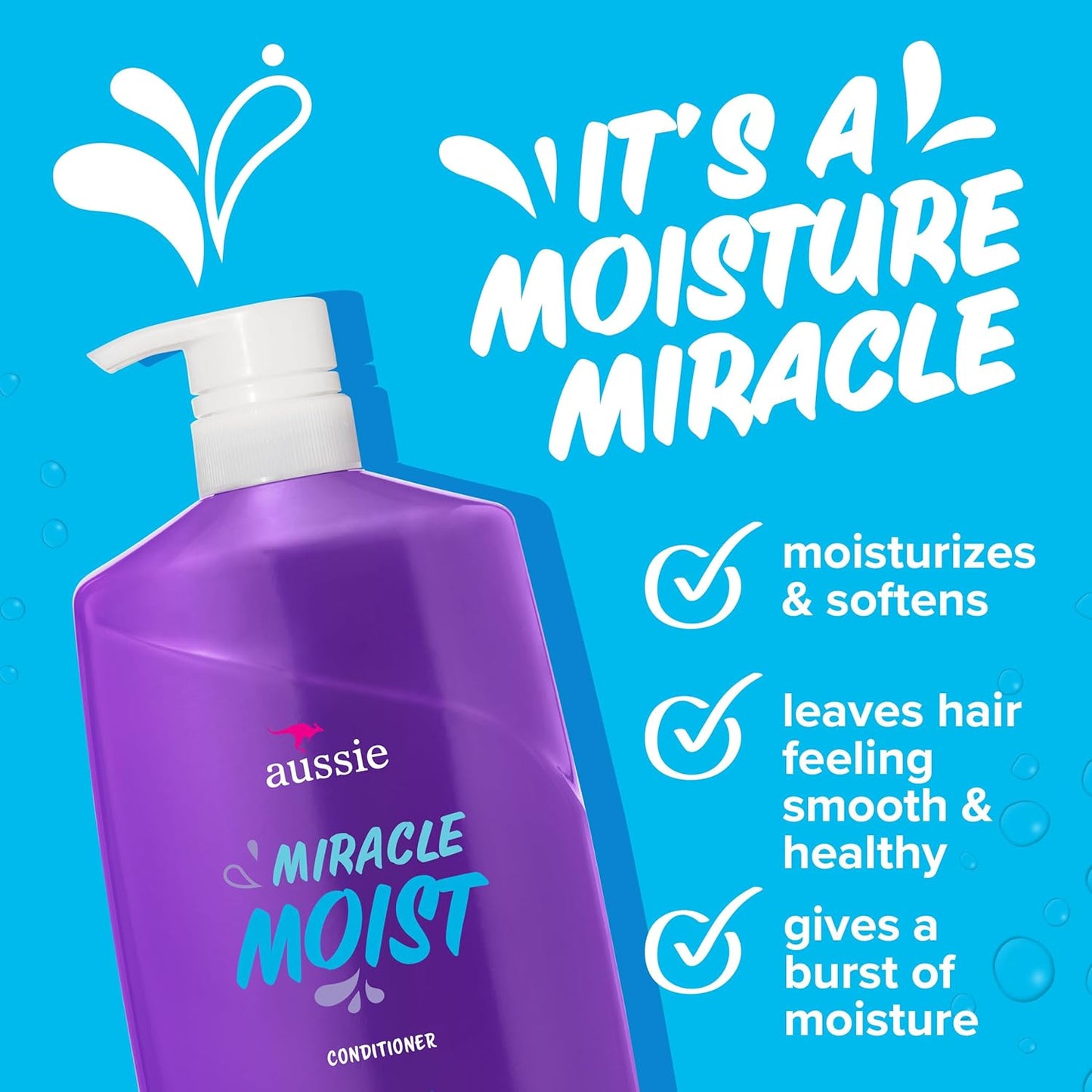 Aussie Miracle Moist Conditioner - Paraben-Free with Avocado & Jojoba Oil | 26.2 Fl Oz