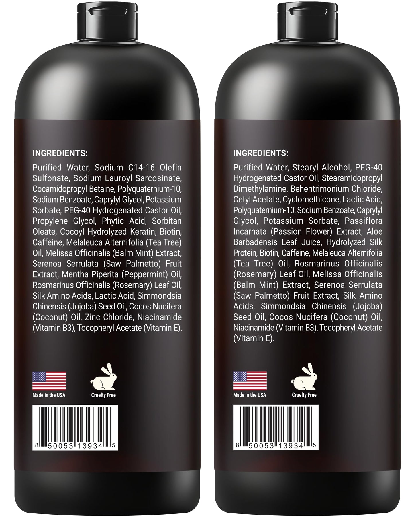 SOULSPA PURE Biotin Rosemary Shampoo and Conditioner Set - Sulfate Free Scalp Care & Hair Strengthening for Thinning, Color-Treated Hair - Rosemary Oil for Men & Women - Made in USA - 16 fl oz Each