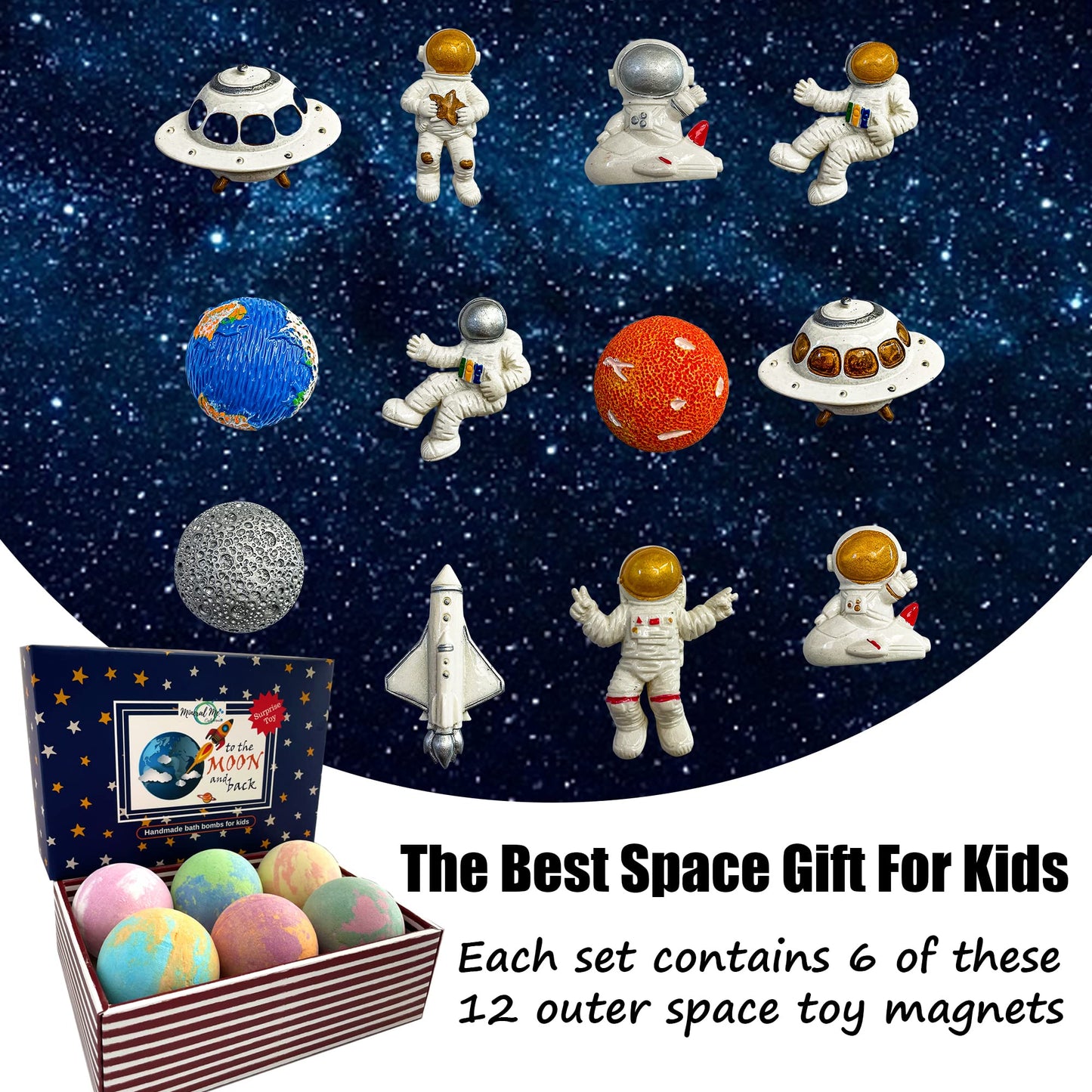 Galaxy Bath Bombs for Kids with Surprise Inside - Organic Bubble Bath Bombs with Educational Outer Space Planet Toys. Gentle, Natural & Kids Friendly - Birthday Gifts for Kids, Boys, Toddlers, Girls