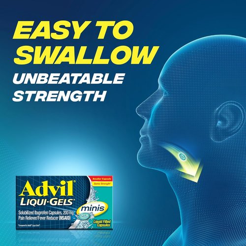 Advil Liqui-Gels Minis Pain Reliever | Fast-Acting Ibuprofen 200mg | 200 Liquid Capsules