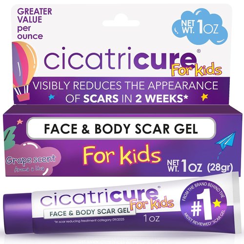 Cicatricure Advanced Scar Gel - Gentle Formula for Kids to Improve Scar Appearance | 1 oz Grape Scent
