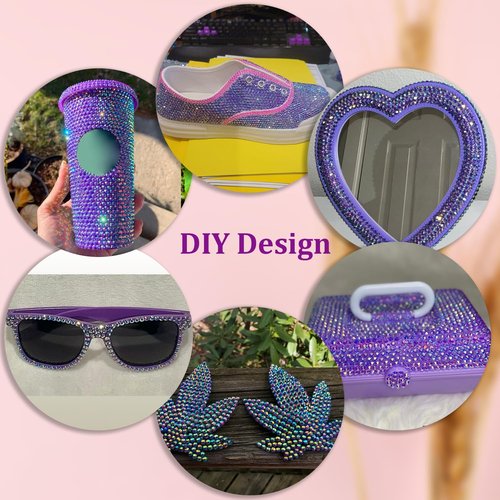 16000Pcs Resin Jelly Rhinestones with Tweezers for Crafting, Dark Purple AB 2-6mm Mixed Sizes Flatback Gems, Bedazzling Crystal for DIY Crafts Clothing Tumblers Mugs Shoes Fabric Nail Art